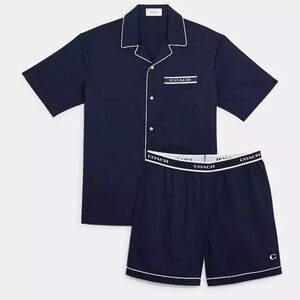 Coach Navy Blue Sleepwear Set with White Accents